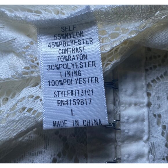 Cream Lace Bustier Crop Top Boning & Adjustable Straps Size L Bridal Coquette - Picture 7 of 7